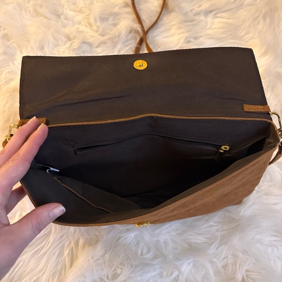 Brown faux suede beaded purse OS - Picture 4 of 5